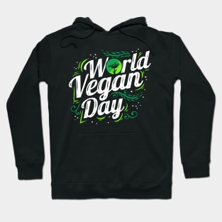 White And Green World Vegan Day Logo, Go Vegan Hoodie